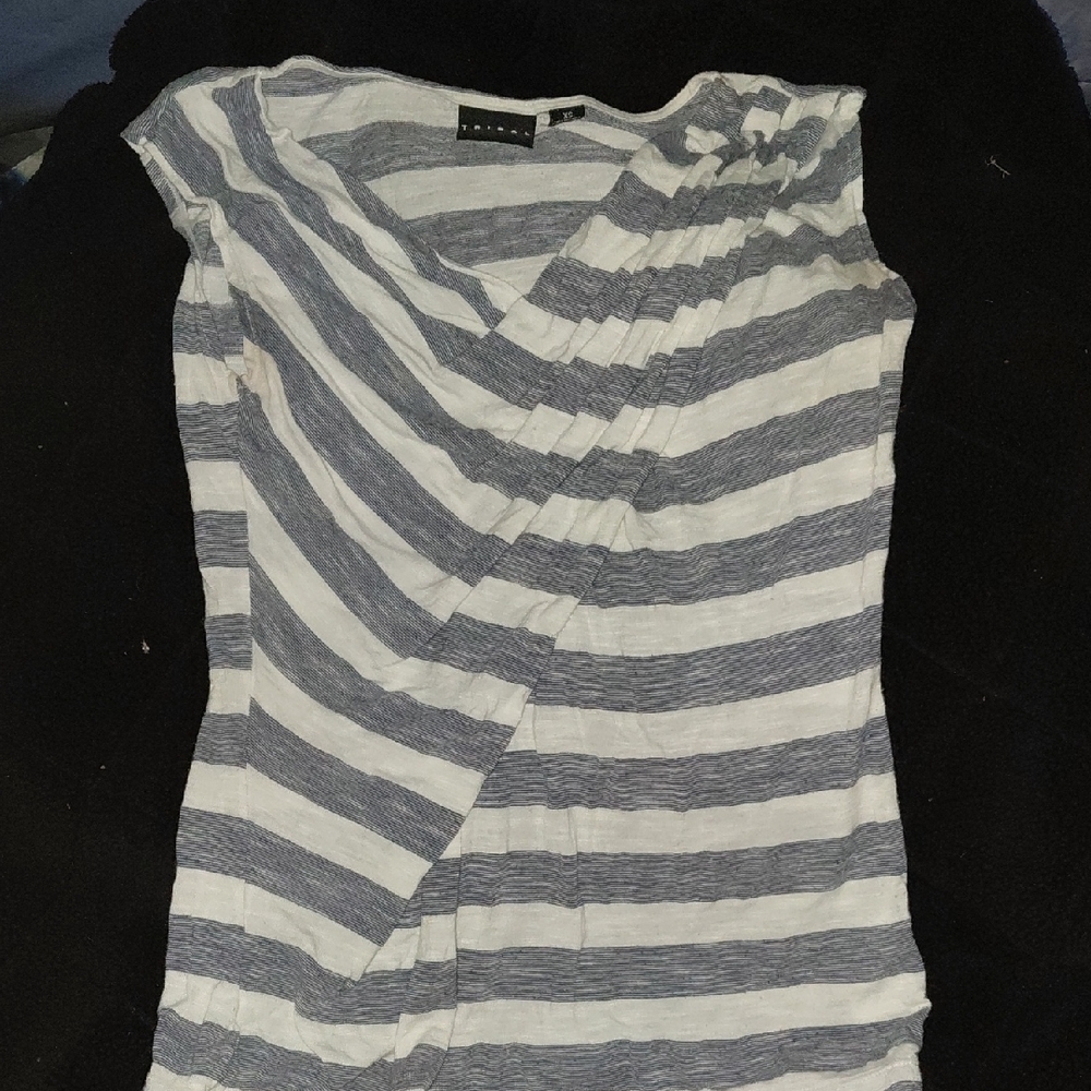 Max Studio Striped Navy and White Blouse